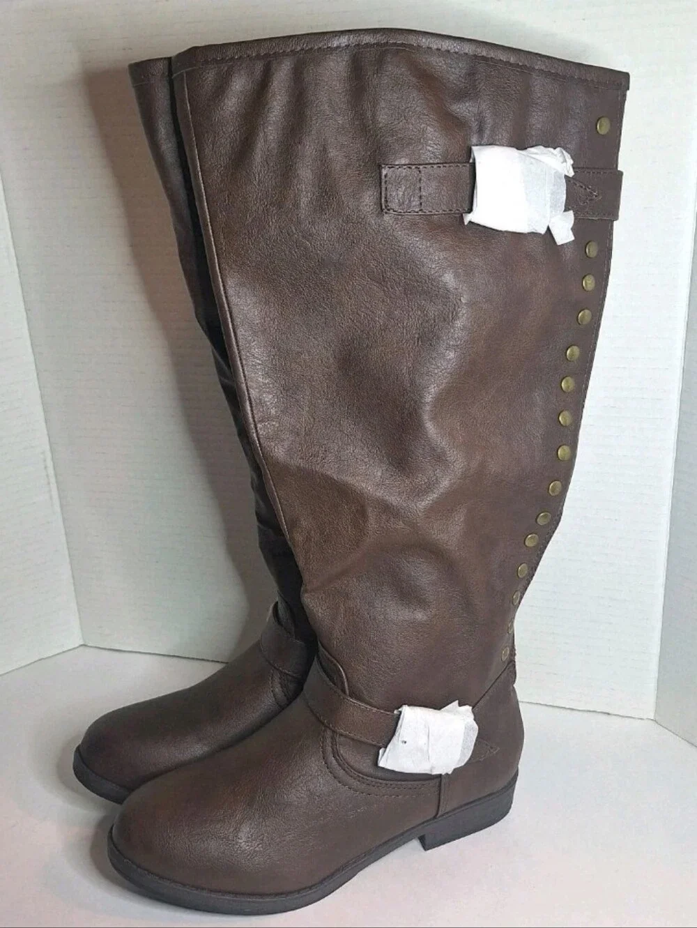 Journee Collection Kane Brown Riding Knee High Boots Sz 8 Faux Leather Wide Calf